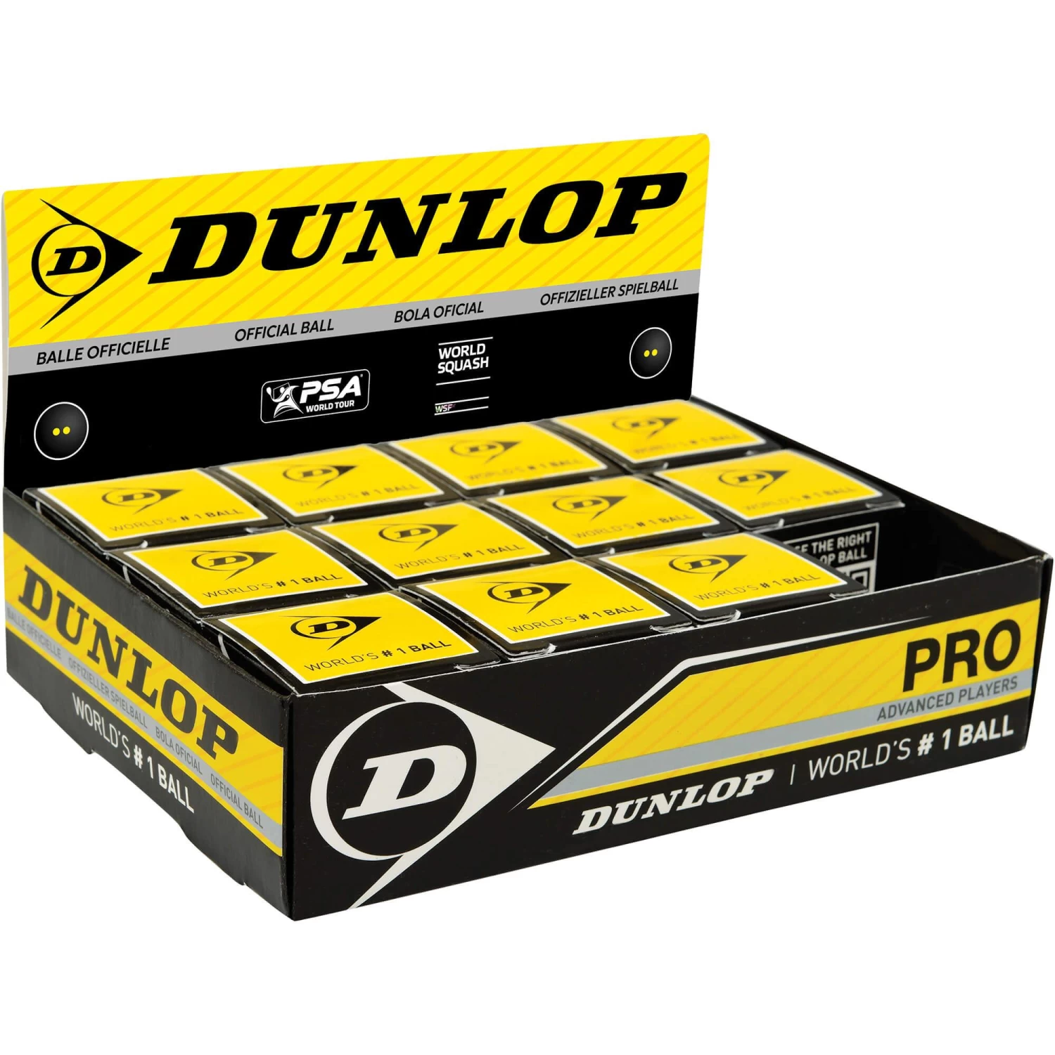 Dunlop Double Yellow Squash Balls (Box Of 12) 1 Dunlop Double Yellow Squash Balls (Box Of 12)