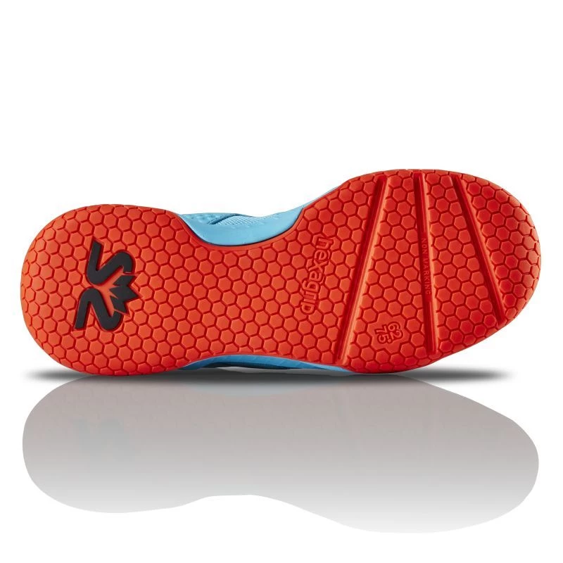 Salming Hawk Court Blue Atol / New Flame Red Junior Indoor Court Shoes 4 Salming Hawk Court Blue Atol / New Flame Red Junior Indoor Court Shoes - Image 4