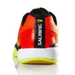 Salming Viper 4 Junior Yellow/Orange Indoor Court Shoes 9 Salming Viper 4 Junior Yellow/Orange Indoor Court Shoes -Ball Sports Store Salming Viper 4 Junior Orange Yellow Indoor Court Shoes Heel View 30982.1502549188.1280.1280