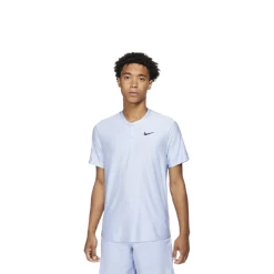 Nike Men's Court Dri-FIT Advantage Aluminum & Black Tennis Polo